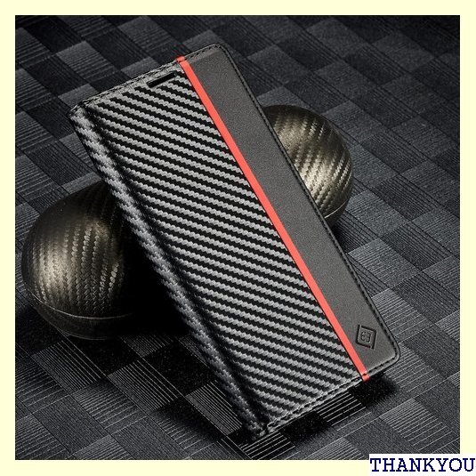 ZTOFERA Samsung Galaxy A54 耐久性 便利 炭素繊維テクスチャ スマホケース 赤い縦線 877