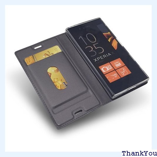 Sony Xperia X pact ケース 手帳型 ンド機能 PUレザー 超薄型 人気 おしゃれ４色-グレー 6_画像2