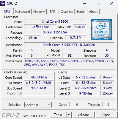 16 Intel CPU Corei5-9500 3.0GHZ LGA1151_画像5