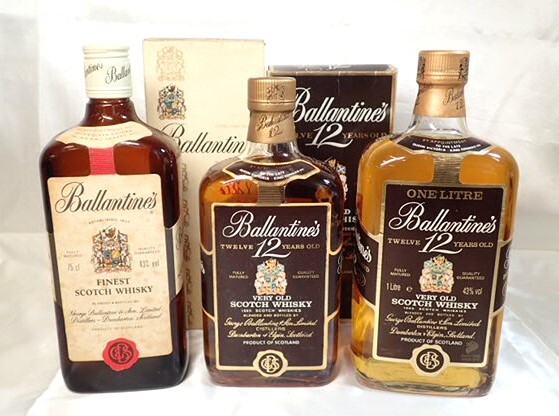 5118[M]◆未開栓古酒◆Ballantines/バランタイン/12年/VERY OLD/FINEST/スコッチ/ウイスキー/1L/750ml/43%/箱付き含む まとめて 3本_画像1