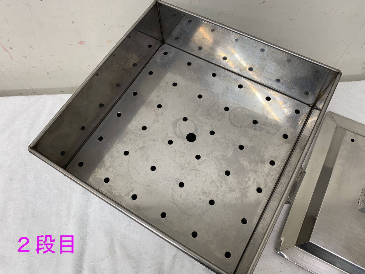  liquidation special price goods *[ silver Arrow ] angle steamer [36cm×36cm 3 step ] rectangle stainless steel gas basket steamer secondhand goods 