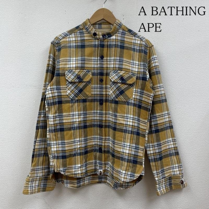  A Bathing Ape flannel shirt check casual thick shirt long sleeve button . pocket shirt, blouse shirt, blouse M