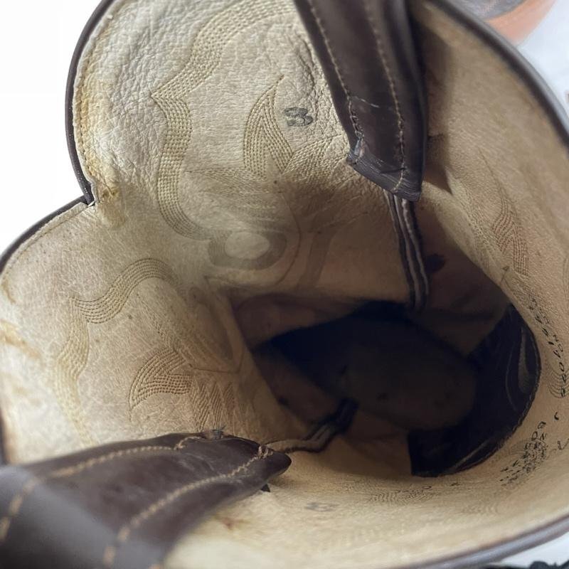  Tony Lama кожа ковбойские сапоги двухцветный - каблук вышивка ботинки ботинки US:7 чай / Brown 