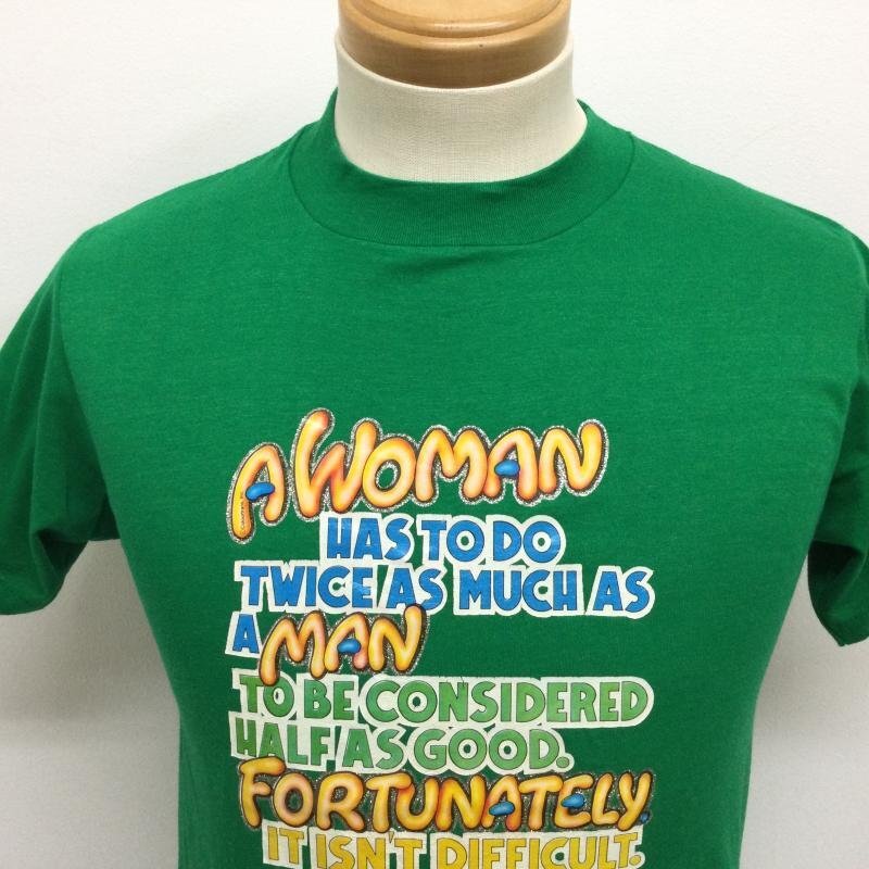 ヘインズ 80's USA製 半袖Tシャツ ラメロゴプリント ヴィンテージ TEE Tシャツ Tシャツ M 緑 / グリーン ロゴ、文字_画像2