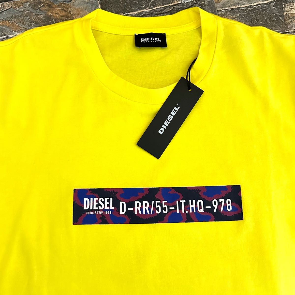 【新品】DIESEL ディーゼル／クルーネックBOXかもフラ柄 ロゴTシャツ カットソー Sサイズ 半袖