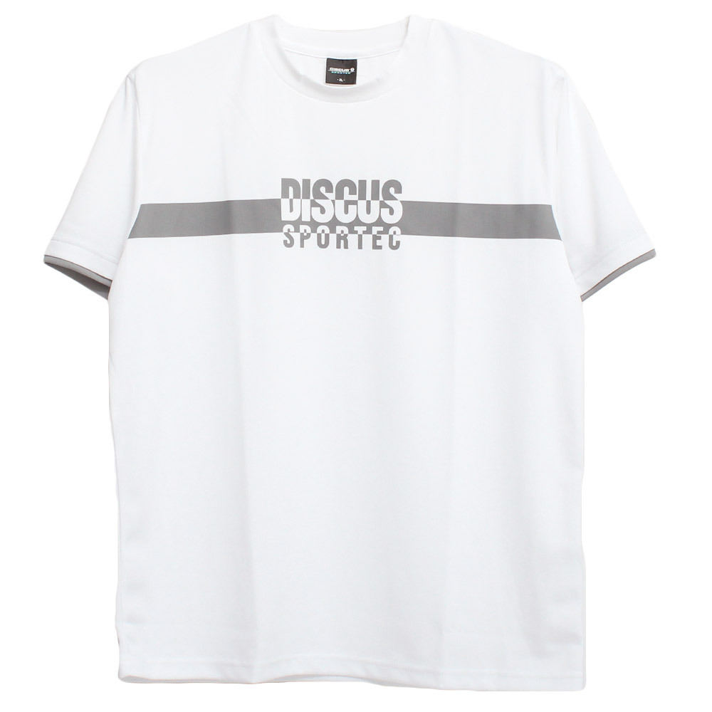 【新品】 3L ホワイト DISCUS ディスカス 半袖 Tシャツ メンズ 大きいサイズ ドライ メッシュ 吸汗速乾 ロゴ プリント カットソー_画像3
