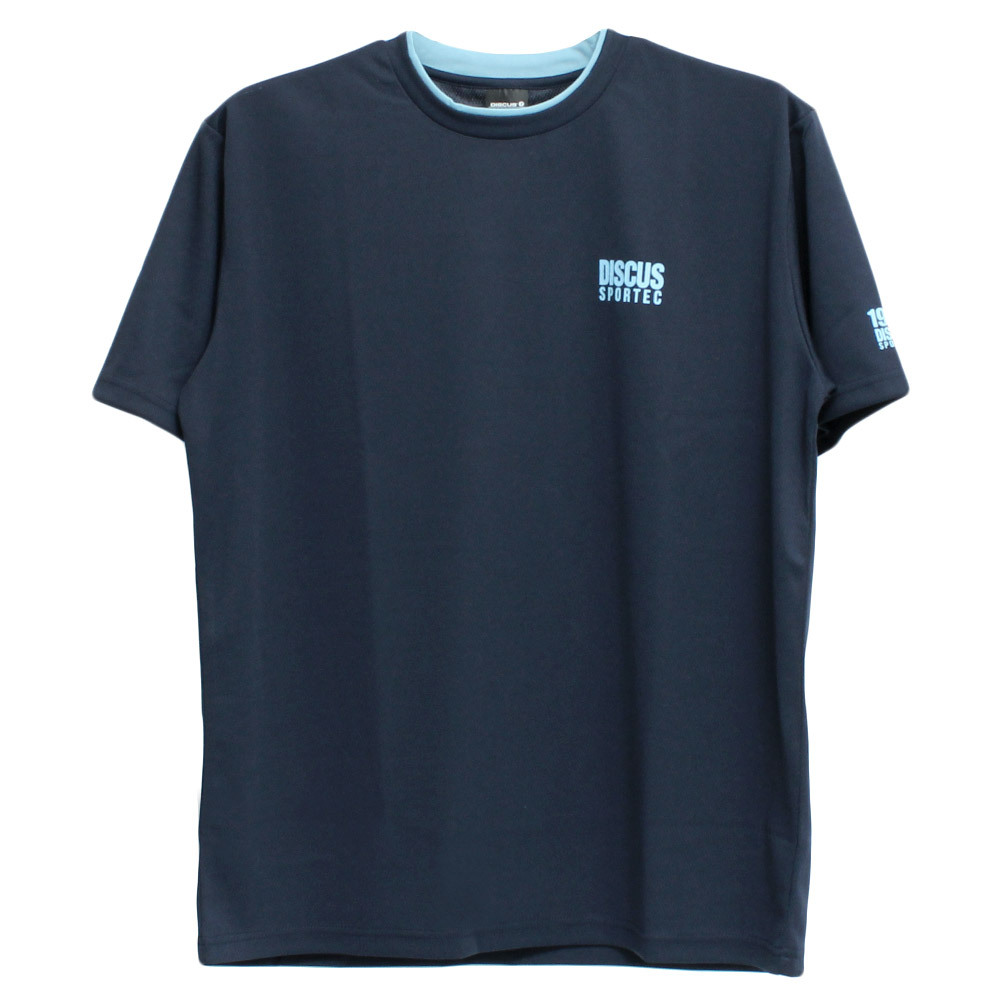 【新品】 4L ネイビー×ブルー DISCUS ディスカス 半袖 Tシャツ メンズ 大きいサイズ ロゴ プリント ドライ メッシュ 吸汗速乾 カットソー_画像3