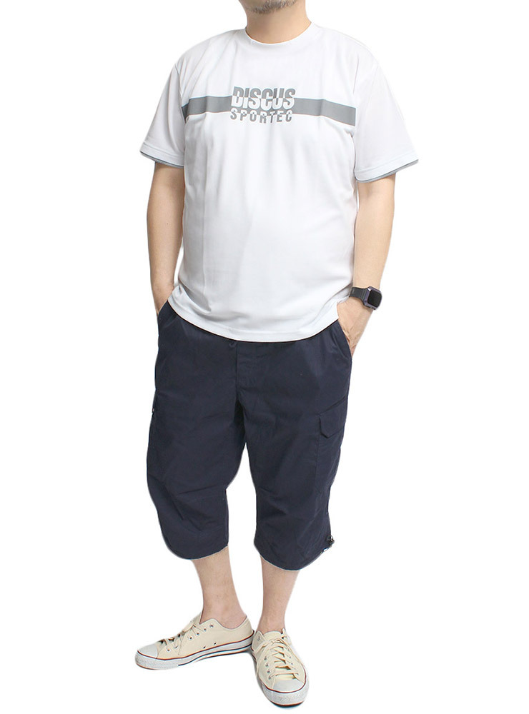 【新品】 3L ホワイト DISCUS ディスカス 半袖 Tシャツ メンズ 大きいサイズ ドライ メッシュ 吸汗速乾 ロゴ プリント カットソー_画像2