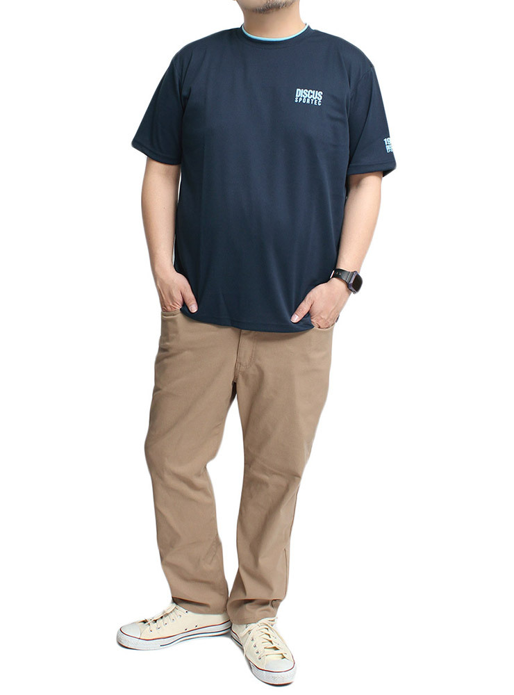 【新品】 4L ネイビー×ブルー DISCUS ディスカス 半袖 Tシャツ メンズ 大きいサイズ ロゴ プリント ドライ メッシュ 吸汗速乾 カットソー_画像2