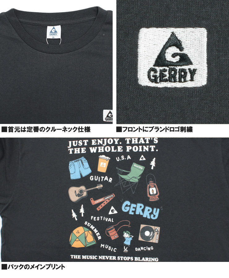 【新品】 3L ホワイト GERRY ジェリー 半袖 Tシャツ メンズ 大きいサイズ ロゴ バックプリント クルーネック カットソー_画像8
