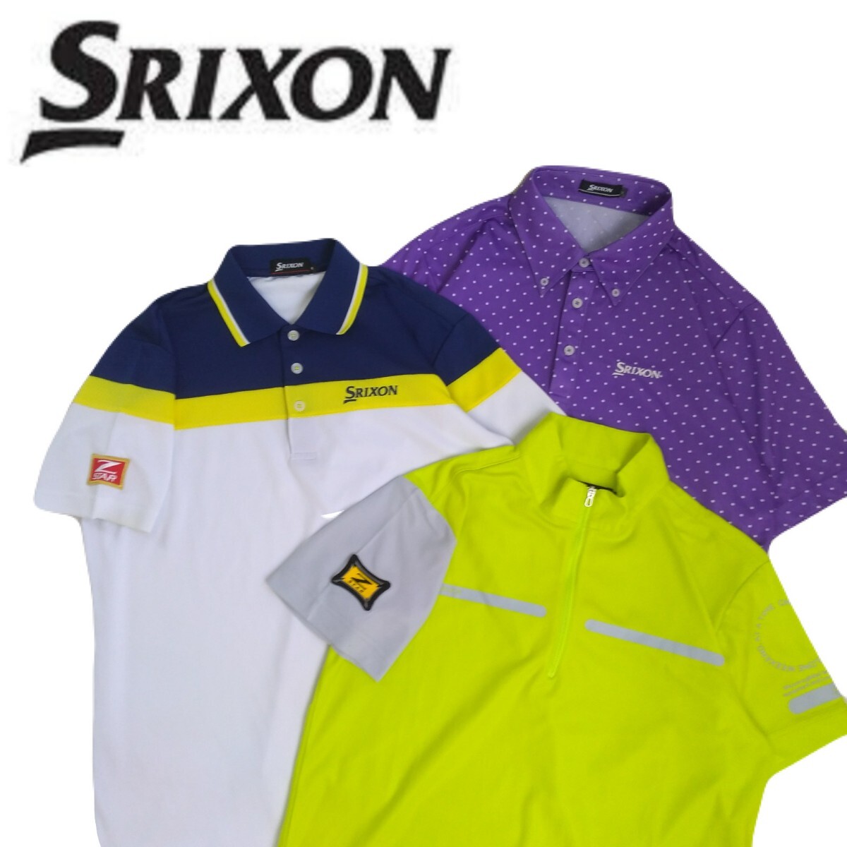  превосходный товар профессиональный роскошный вышивка 3 пункт SRIXON Z-STAR. вода скорость . стрейч точка общий рисунок рубашка-поло с коротким рукавом мужской M Srixon Golf одежда 240596