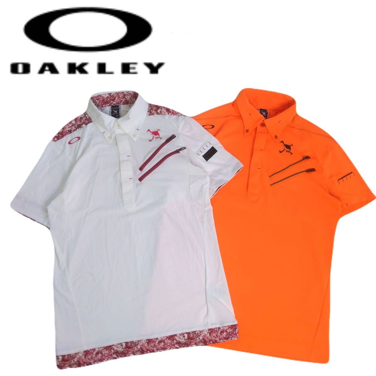  превосходный товар высший класс роскошный вышивка 2 пункт OAKLEY. вода скорость . стрейч переключатель общий рисунок Skull Logo рубашка-поло с коротким рукавом мужской M Oacley Golf одежда 2405109