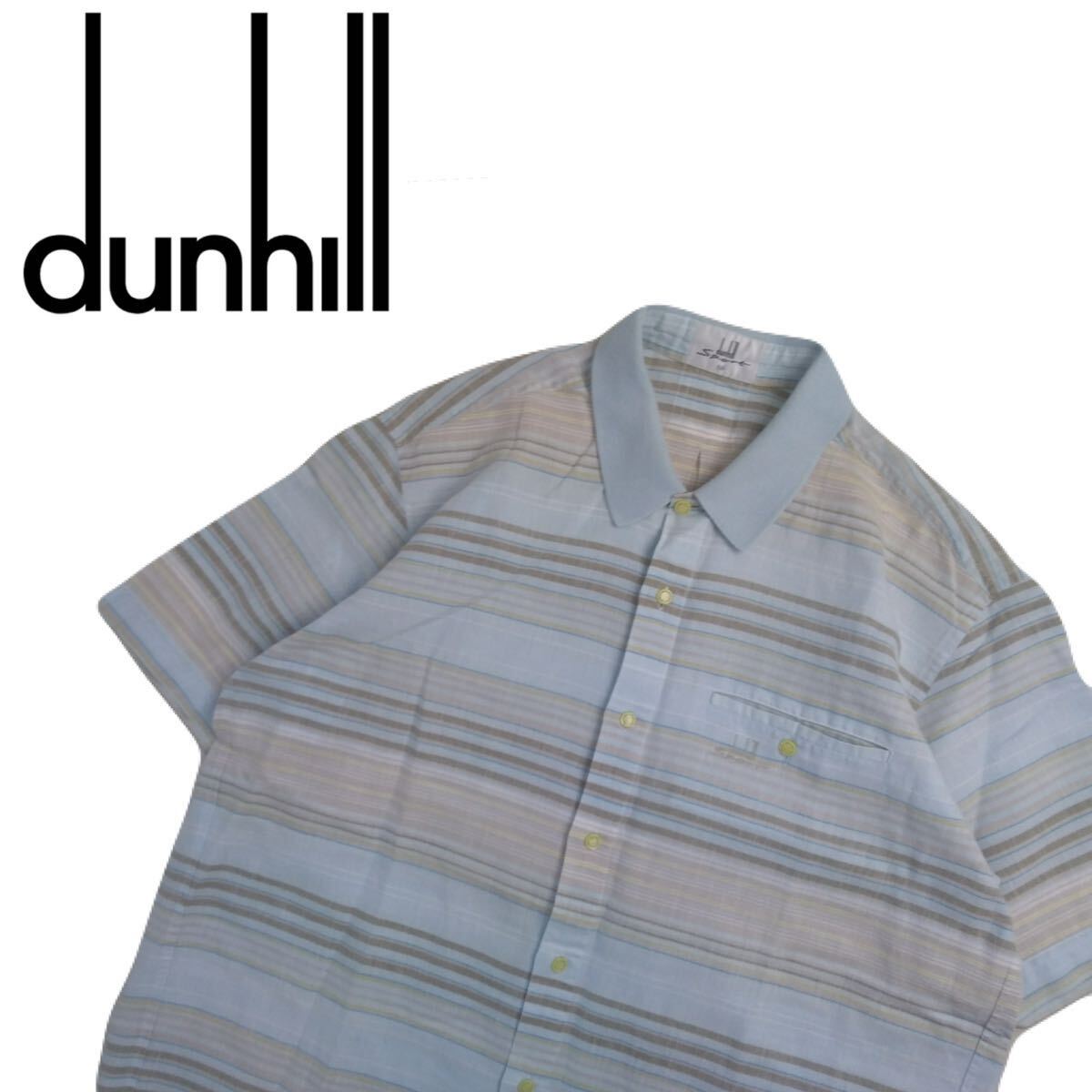  ultimate beautiful goods top class dunhill SPORT Sara Sara finest quality linen cotton border total pattern short sleeves shirt men's 3 Dunhill Golf wear flax 2405125