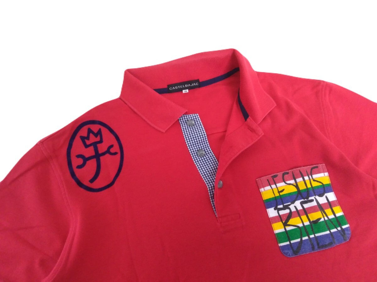  ultimate beautiful goods top class gorgeous embroidery 2 point CASTELBAJAC. water speed . stretch deer. . polo-shirt with short sleeves men's 48 Castelbajac Golf made in Japan 2405173