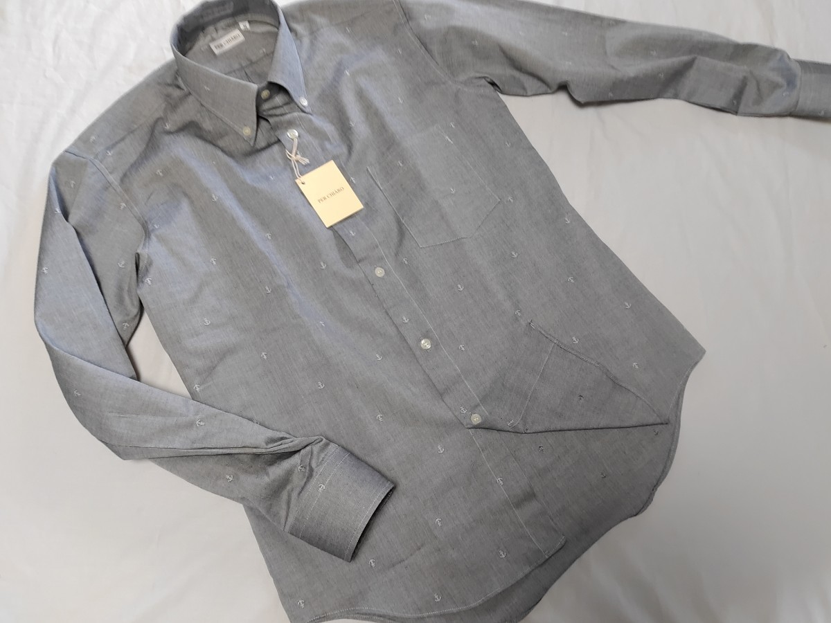 M寸・新品／日本製・シャンブレーBDシャツ■グレー