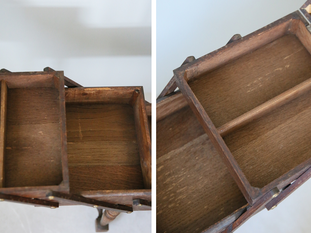  France antique * old tree sewing box / sewing box / cosmetics tool make-up inserting / case / store furniture display shelves / French Vintage miscellaneous goods furniture 