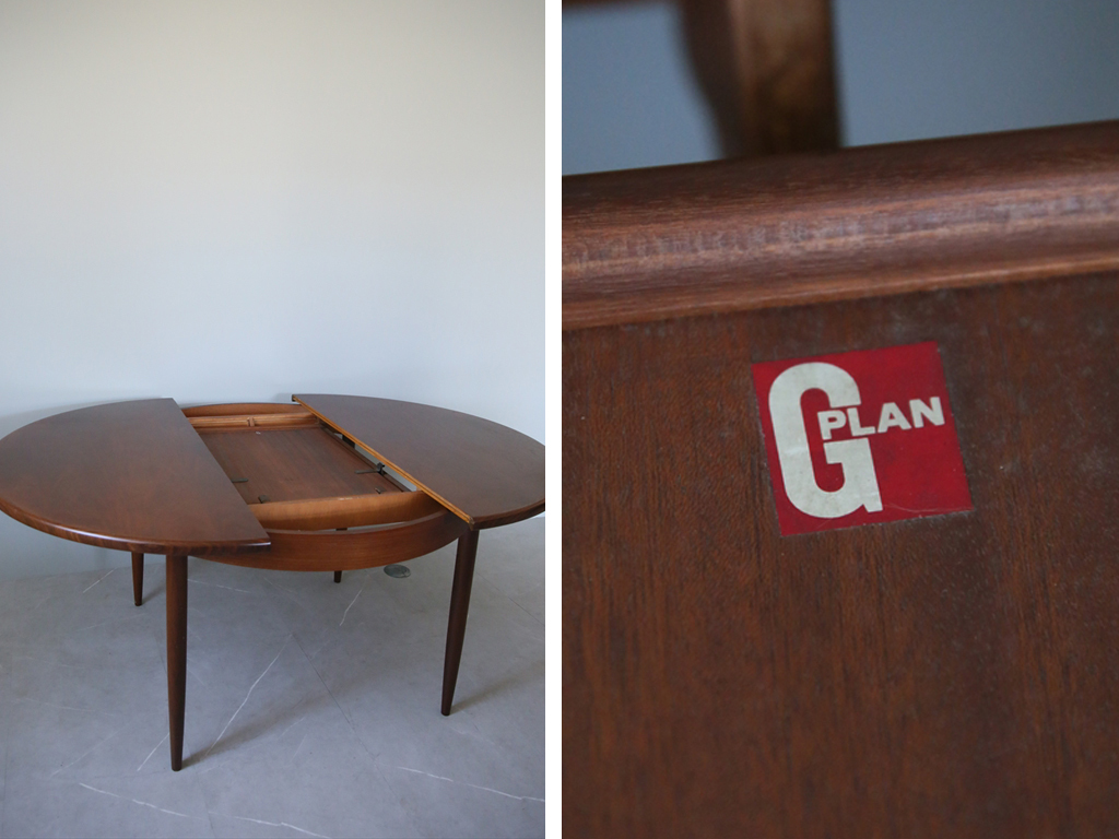  Британия античный *G-PLANji- план .. тип раунд обеденный стол B/ растягивание / магазин инвентарь дисплей / Англия Vintage мебель 