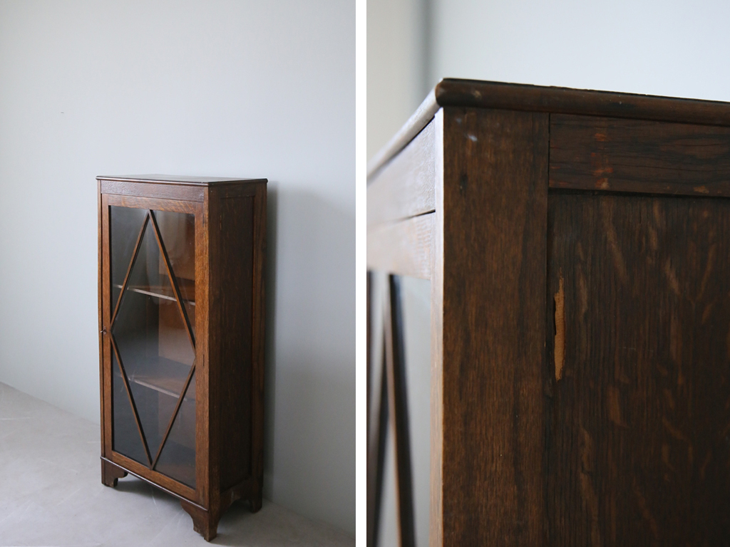  Britain antique * old tree book case cabinet a/ wooden bookcase / glass cupboard / display shelf / storage / store furniture / display shelves / England Vintage furniture 