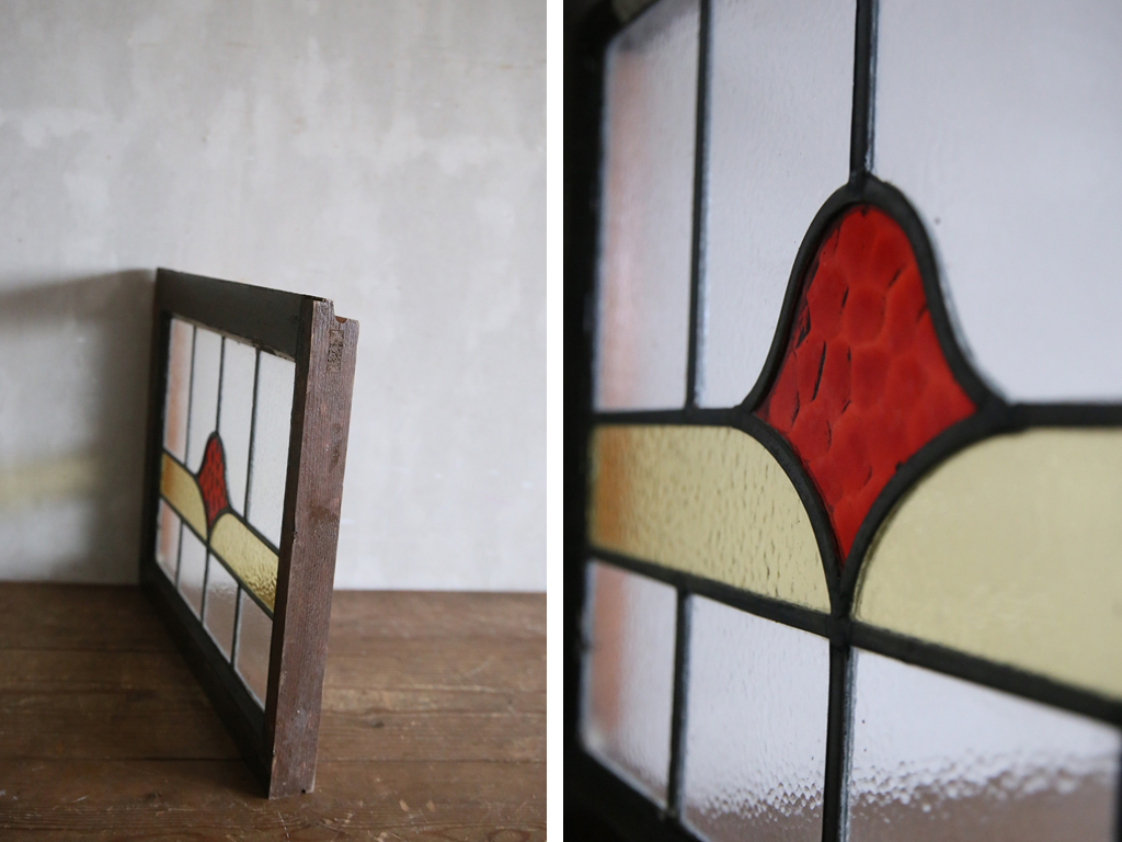  Britain antique * stained glass entering window frame / glass window / screen / door door /. material / fittings / store furniture / display / England Vintage miscellaneous goods 