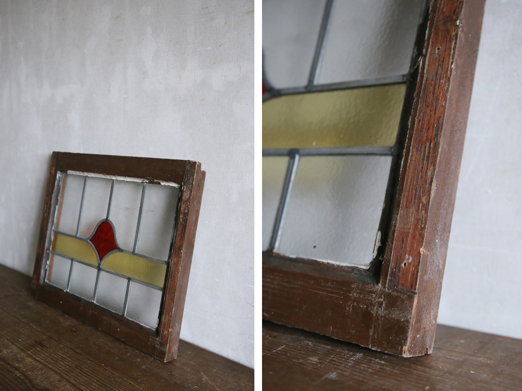  Britain antique * stained glass entering window frame / glass window / screen / door door /. material / fittings / store furniture / display / England Vintage miscellaneous goods 