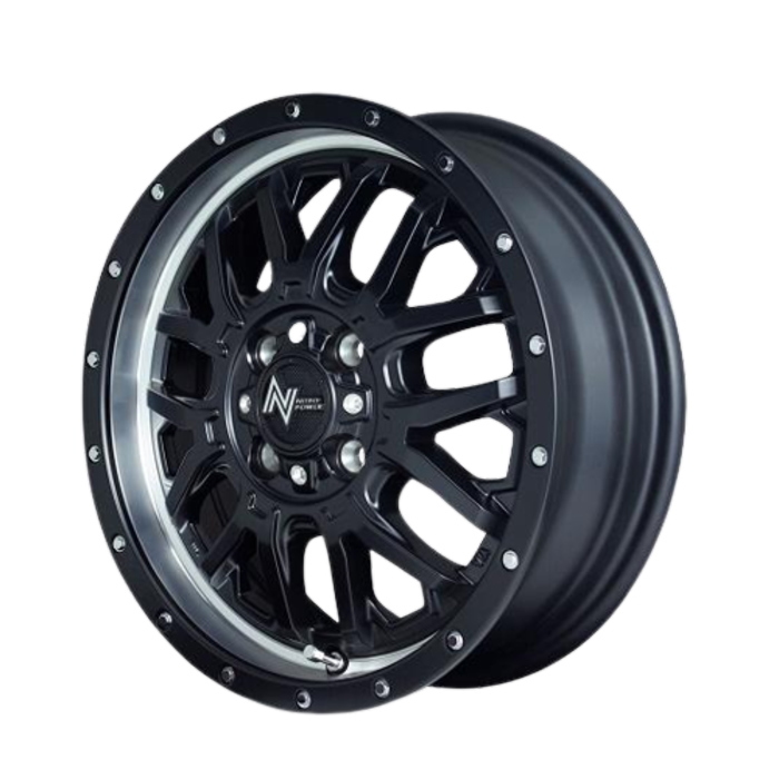 TOYO PROXES R1R 195/50R15 NITRO POWER M27 GRENADE リムヴァーティカルポリッシュ 15インチ 5J+48 4H-100 4本セット_画像1