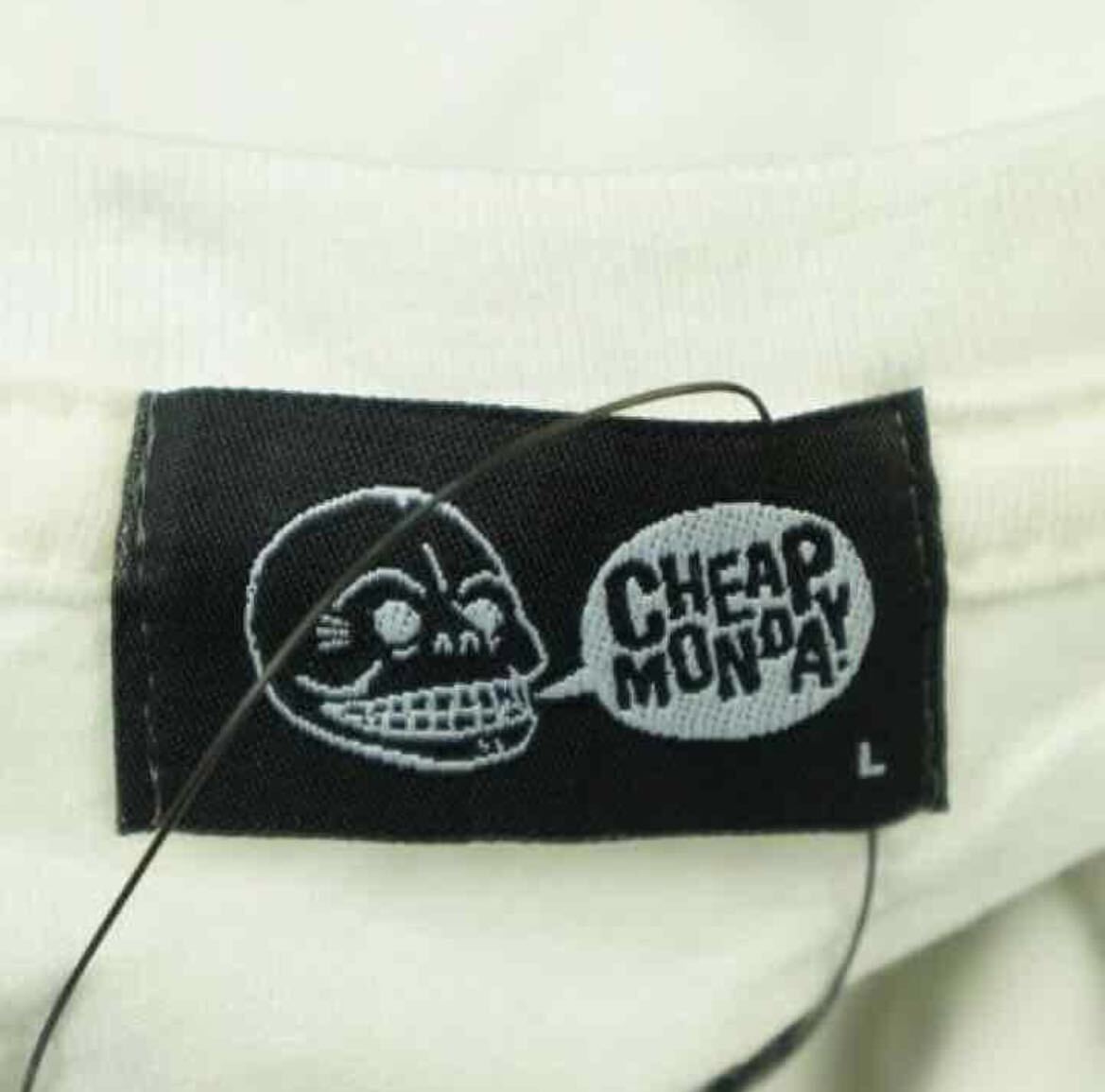 新品Cheap Mondayチープマンデー メンズ半袖Tシャツ ホワイトLサイズ