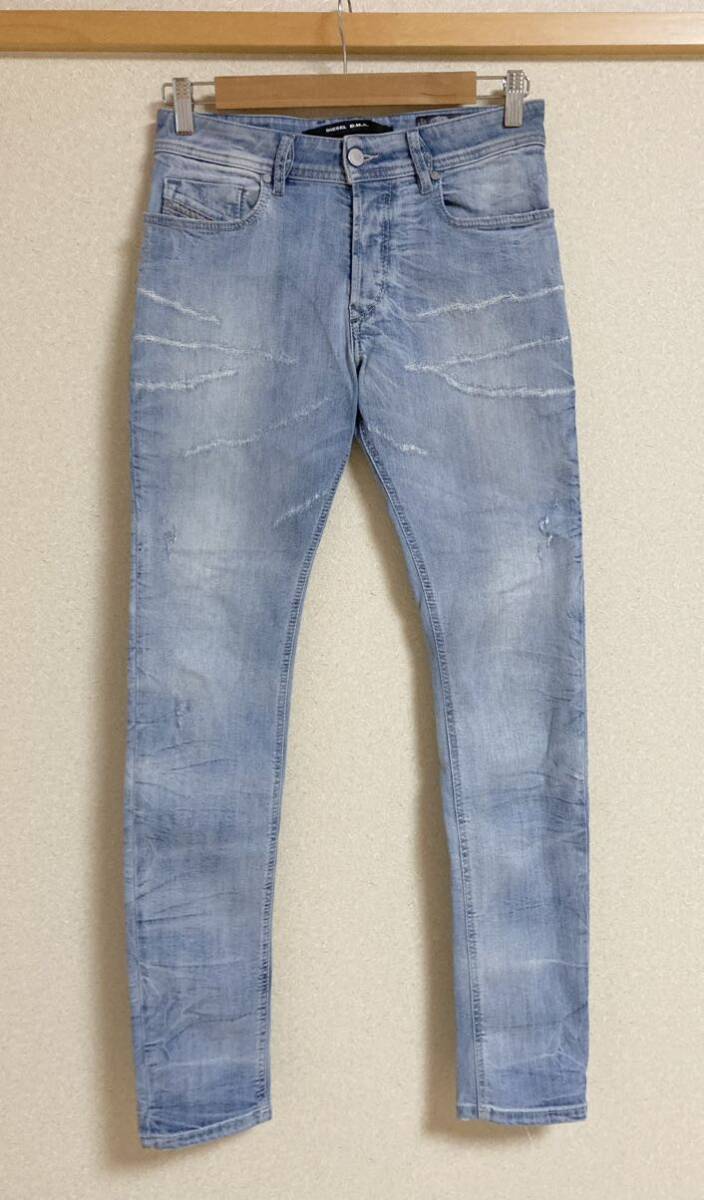 美品☆[DIESEL] D.N.A. SLEENKER 0689M リペア加工 スリムスキニー ストレッチ インディゴデニムパンツ 27 DNA ディーゼル_画像1