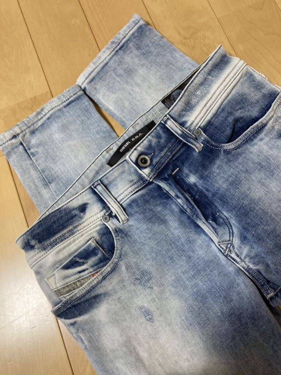 美品☆[DIESEL] D.N.A. SLEENKER 084DK リペア加工 スリムスキニー ストレッチ インディゴデニムパンツ 28 DNA ディーゼル_画像3