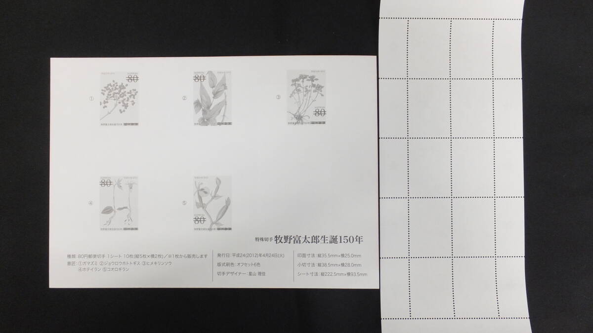 ☆特殊切手　牧野富太郎生誕150年　解説書付き　2012年（平成24年）4月24日発売 日本郵便_画像4