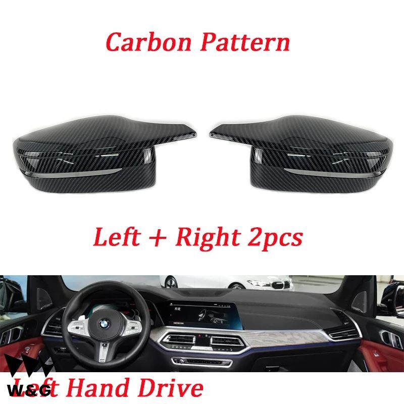 2pcs左ハンドル用カーボンパターンミラーカバーキャップ BMW 3シリーズG20 G21 G28 320d 330i 340i 2019-22 M4スタイルブラック右ハンドル_画像8