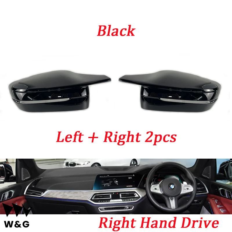 2pcs左ハンドル用カーボンパターンミラーカバーキャップ BMW 3シリーズG20 G21 G28 320d 330i 340i 2019-22 M4スタイルブラック右ハンドル_画像9