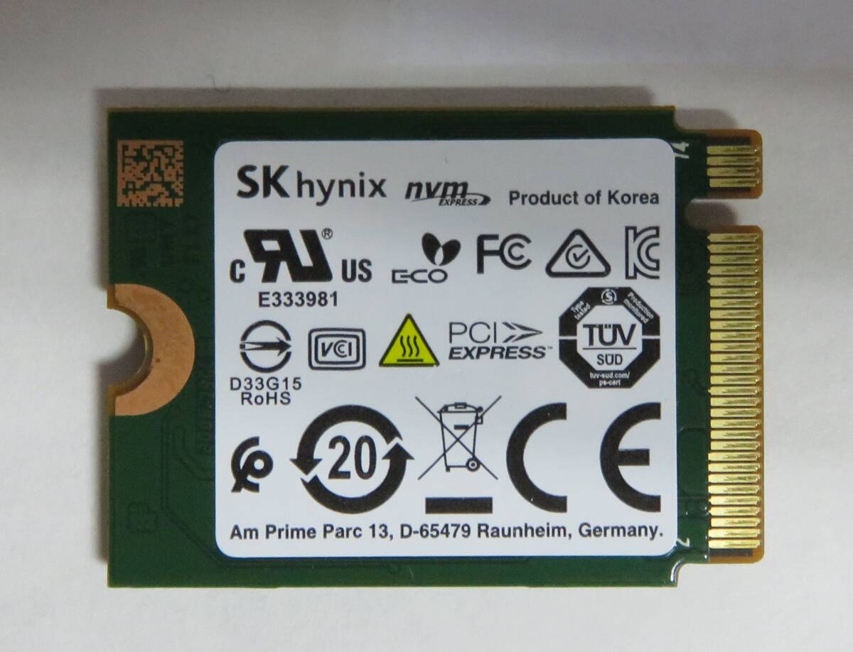 ◎中古 SKhynix SSD BC511 NVMe 256GB HFM256GDGTNI-82A0A 使用時間:17時間 電源投入回数:30回の画像2