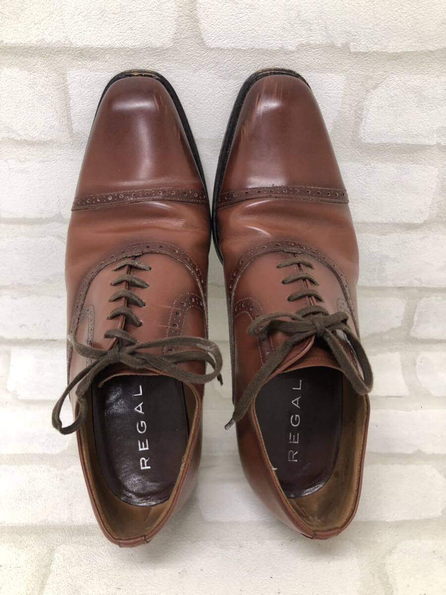 H■① REGAL リーガル クォーターブローグ 革靴 25.5cm メンズ ブラウン 茶 レザーシューズ ビジネスシューズ ストレートチップ 靴 中古品 の画像2