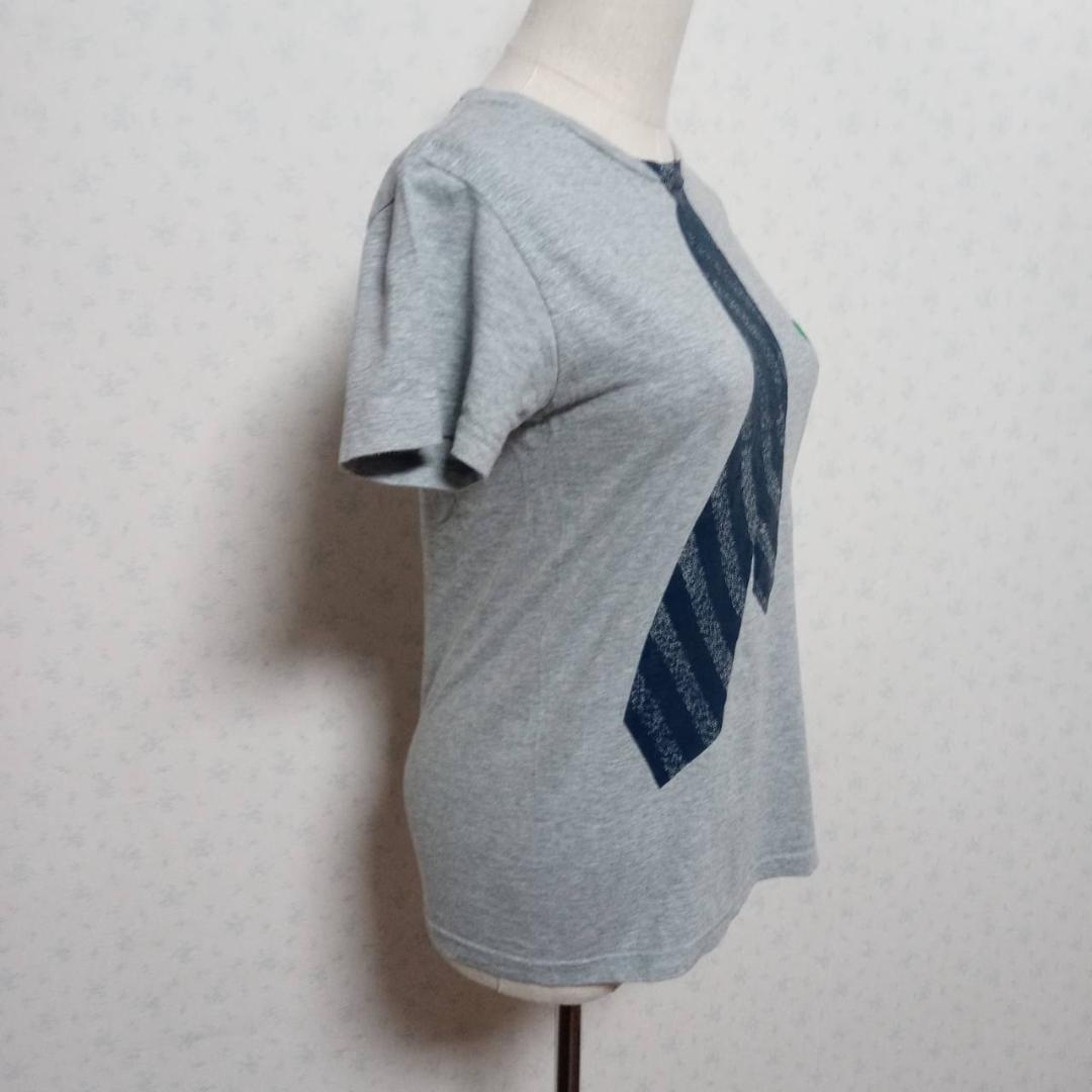 ビームスティー 半袖 Tシャツ XS グレー系 古着 ネクタイデザイン ハート トップス Uネック_画像7