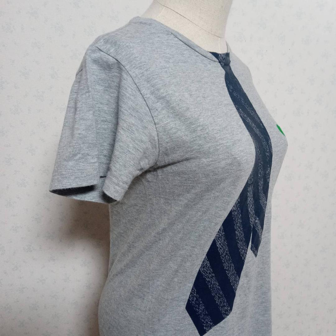 ビームスティー 半袖 Tシャツ XS グレー系 古着 ネクタイデザイン ハート トップス Uネック