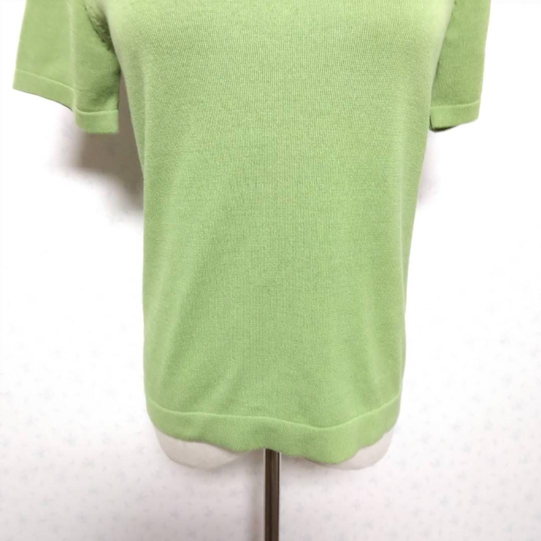 【完売品】SCENE DEUX PARIS 東京スタイルグリーン色 半袖ブラウス Mサイズ Uネック レディースファッション
