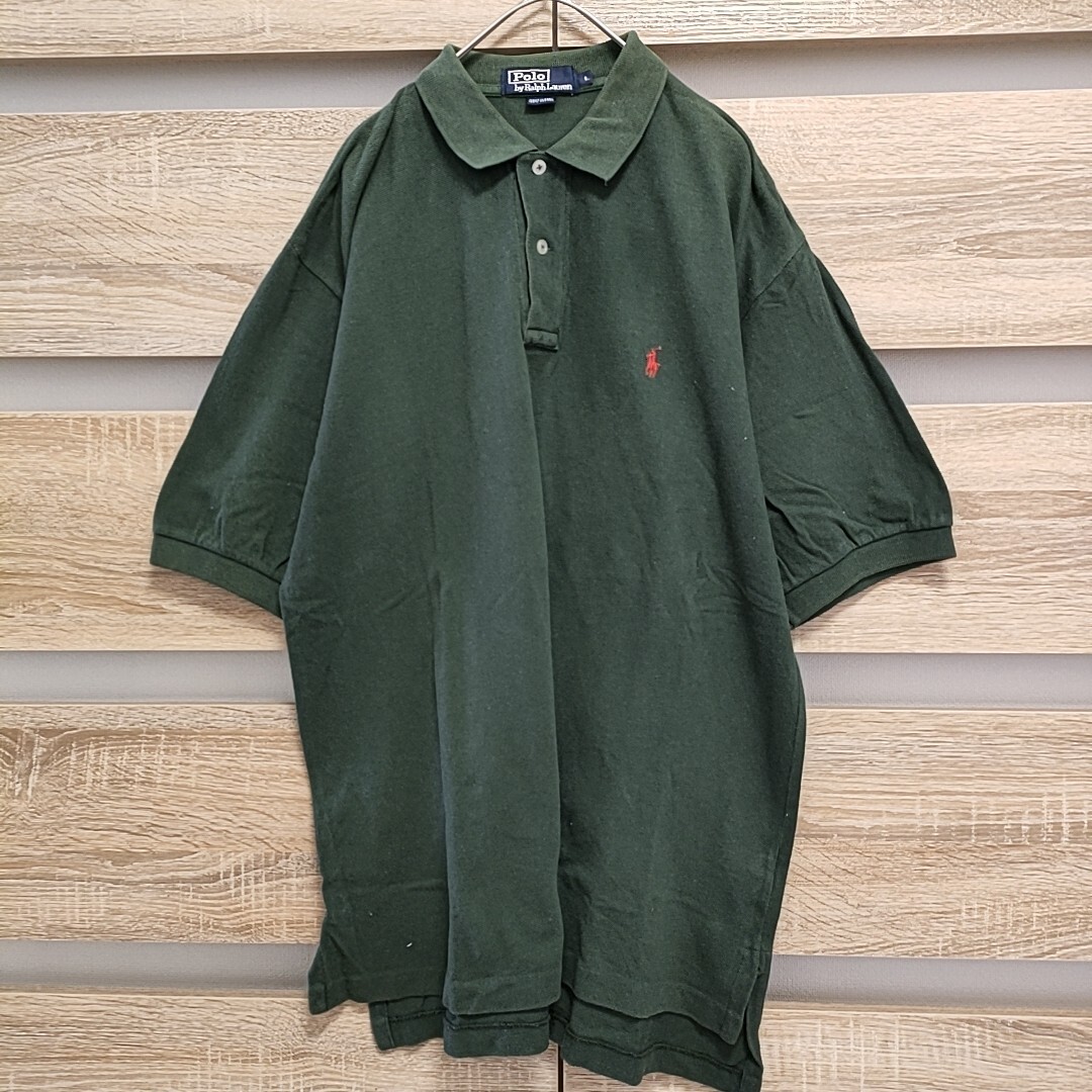 POLO RALPHLAUREN（ポロラルフローレン）半袖ポロシャツ L カーキ（My11）■ロゴ刺繍 宅急便コンパクト発送！の画像2