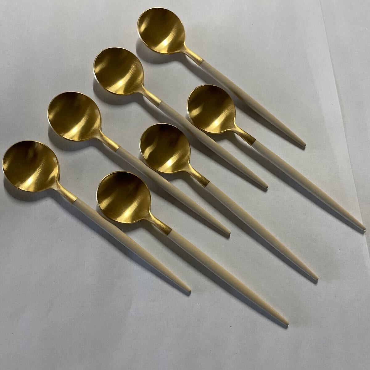 RX127 Cutipolkchi paul (pole) cutlery set goa ivory Gold spoon 7 point summarize kitchen interior unused storage goods tableware 