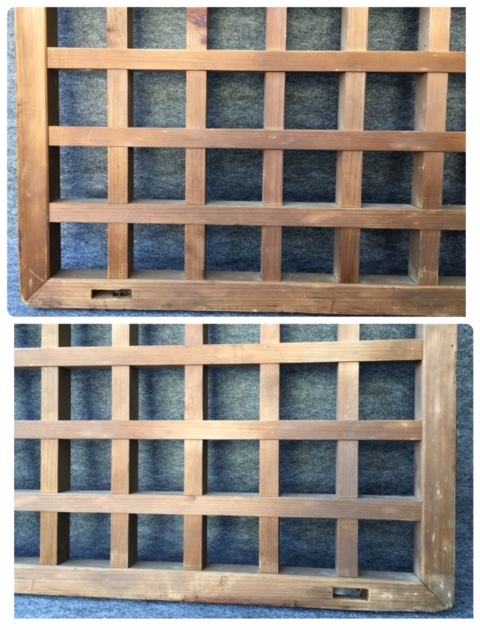 難あり 木製 格子枠 79×77 5×3 5㎝/格子 木 建具 木細工 古材 古 難あり 木製 格子枠 79×77 5×3 5㎝/格子 木 建具 木細工 古材 古