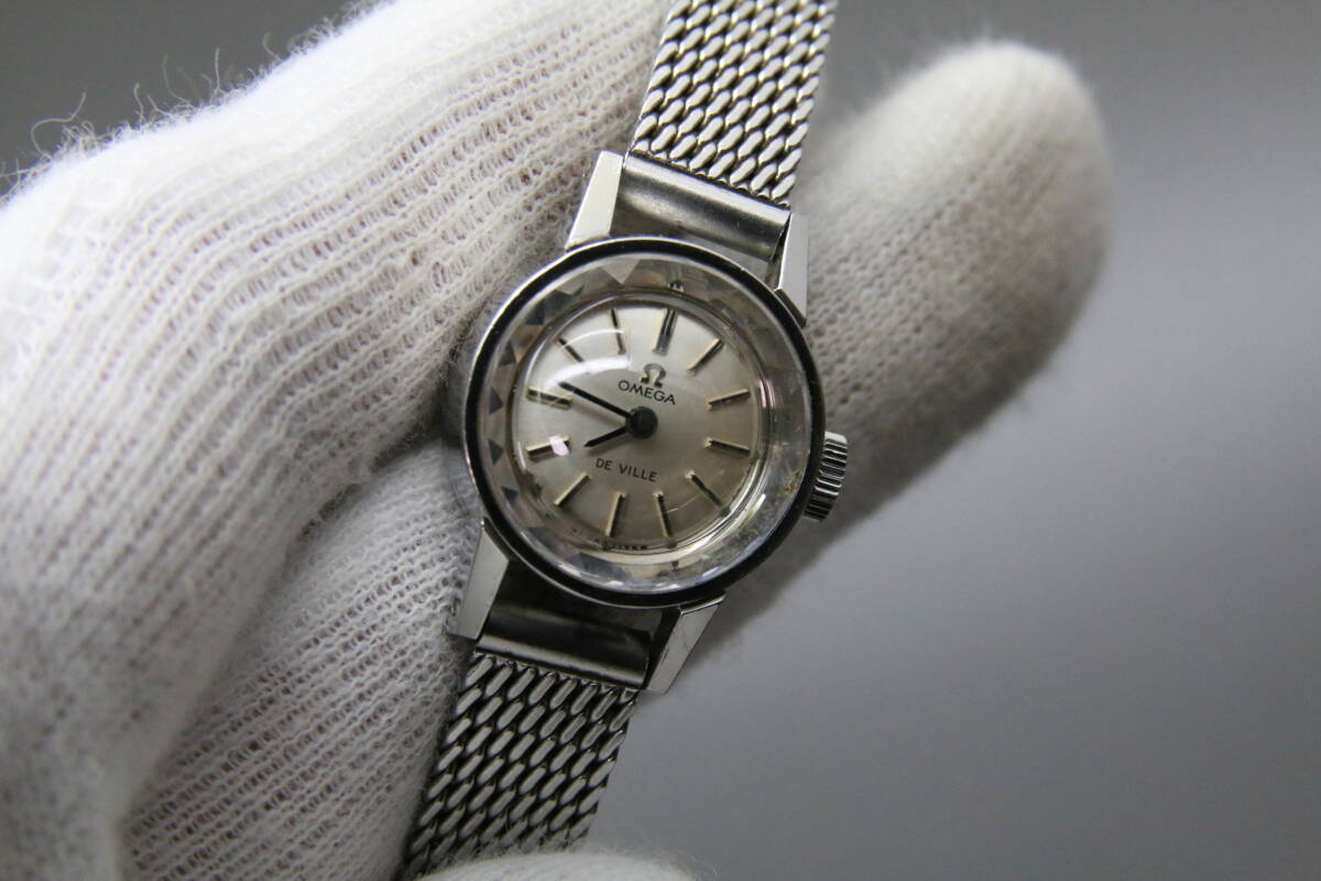オメガ / OMEGA　デビル DE VILLE 手巻き 機械式 カットガラス 腕時計 レディース シルバーカラー　稼働しています