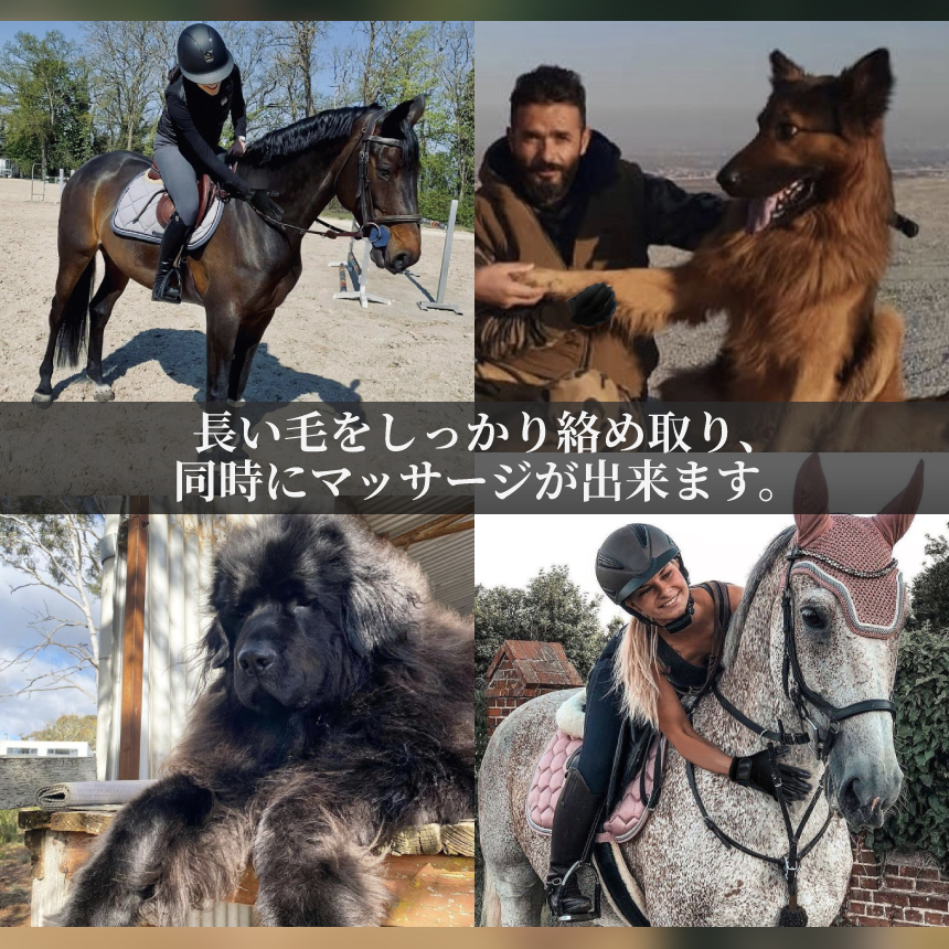 グルーミング手袋 左右セット グルーミンググローブ ゴム手袋 馬用 大型犬用 マッサージ手袋 ペット用グローブ 乗馬手袋 KEGOSSOの画像2