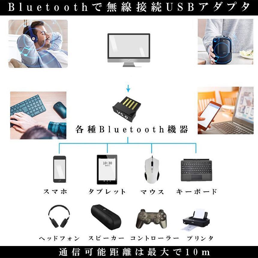 Bluetooth5.0 超小型アダプタ PC Windowsブルートゥースアダプタ 無線アダプタ ワイヤレス BLKOGA_画像5