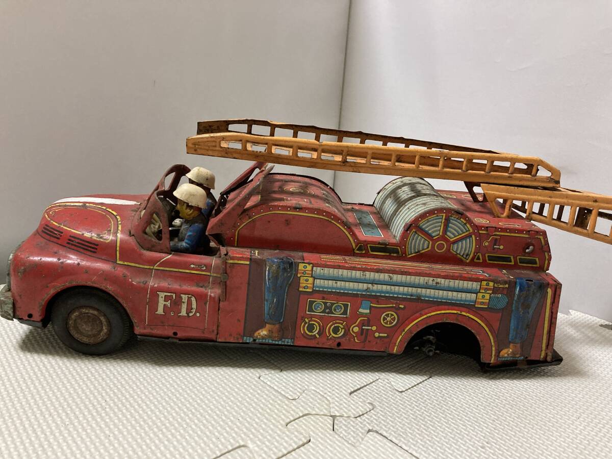  старый жестяная пластина. пожарная машина сделано в Японии Junk 
