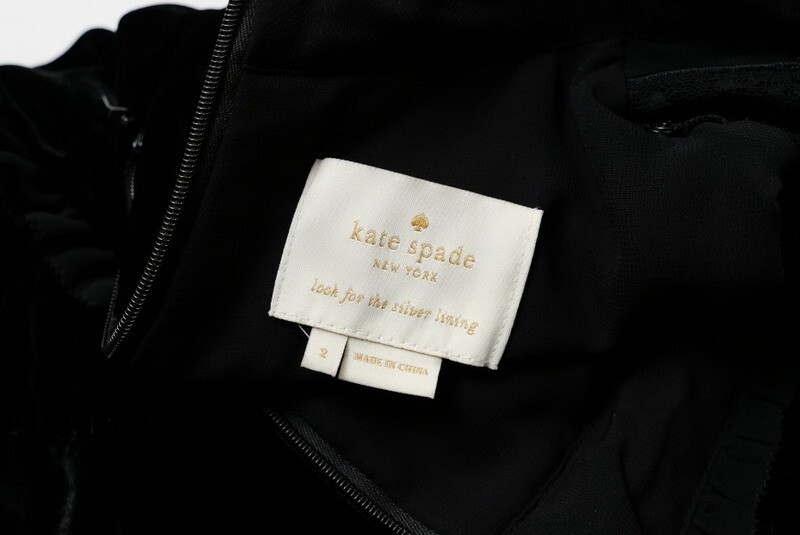 GP9699＝ケイトスペード ニューヨーク/kate spade new york*シルク混*ベロア*フラワーレース*フレア*ワンピース*ドレス*サイズ2*ブラック系_画像7