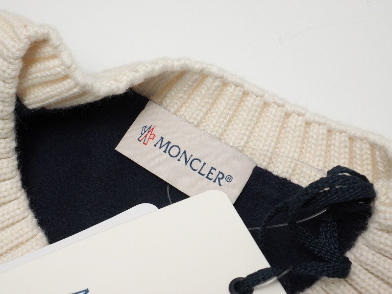 GP9605# unused * Moncler Moncler*MAGLIA GIROCOLLO* long sleeve cut and sewn * sweat * sleeve race * reverse side nappy * navy × ivory series *12