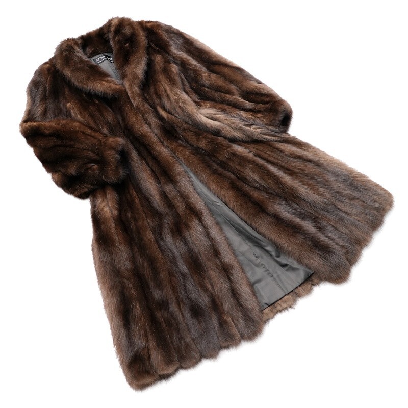 GQ0008*{ высший класс мех } русский соболь SABLEre vi on /Revillon меховое пальто длинное пальто over пальто длина одежды : примерно 116cm Brown 