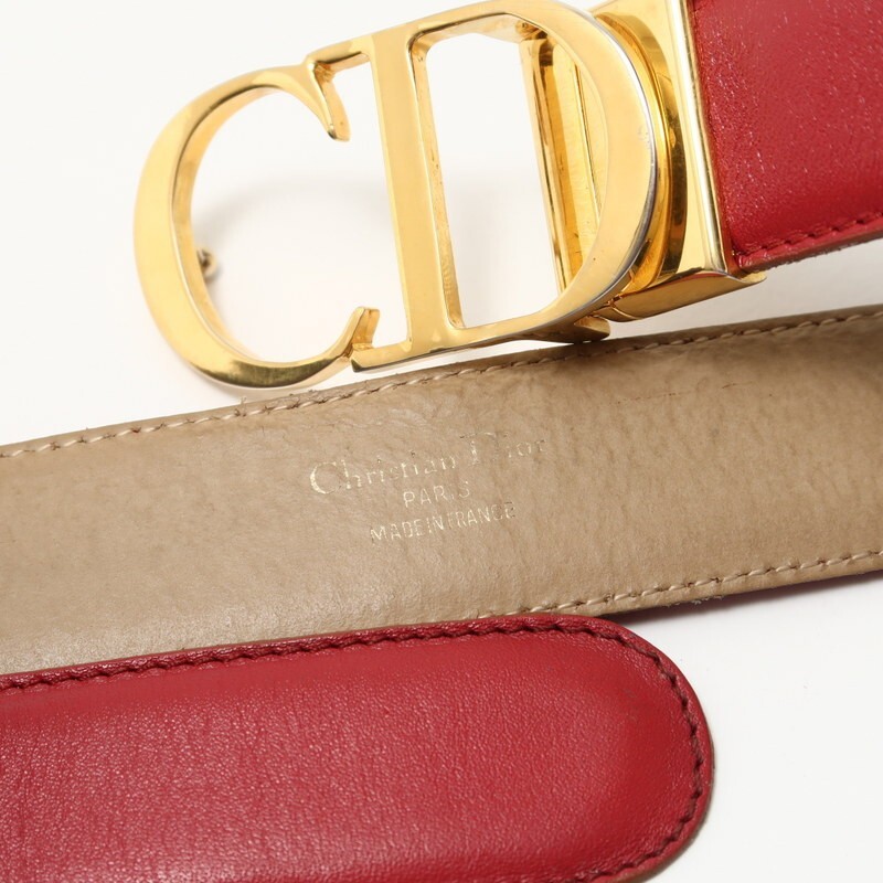 GP9600* France made *Christian Dior Christian Dior *CD Logo * lady's * leather belt * leather belt *Size 85/34* red *vintage