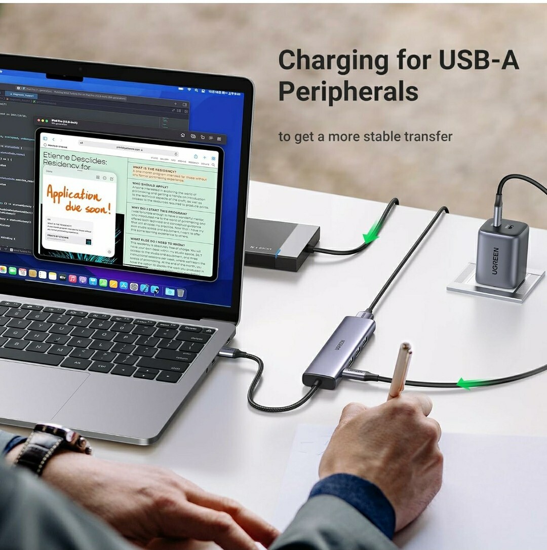 UGREEN USB3.0 hub 4 port enhancing Note PC/PS5/PS4/Xbox/Surface. applying supply of electricity for USB-C port attaching self / bus power both correspondence aluminium case 