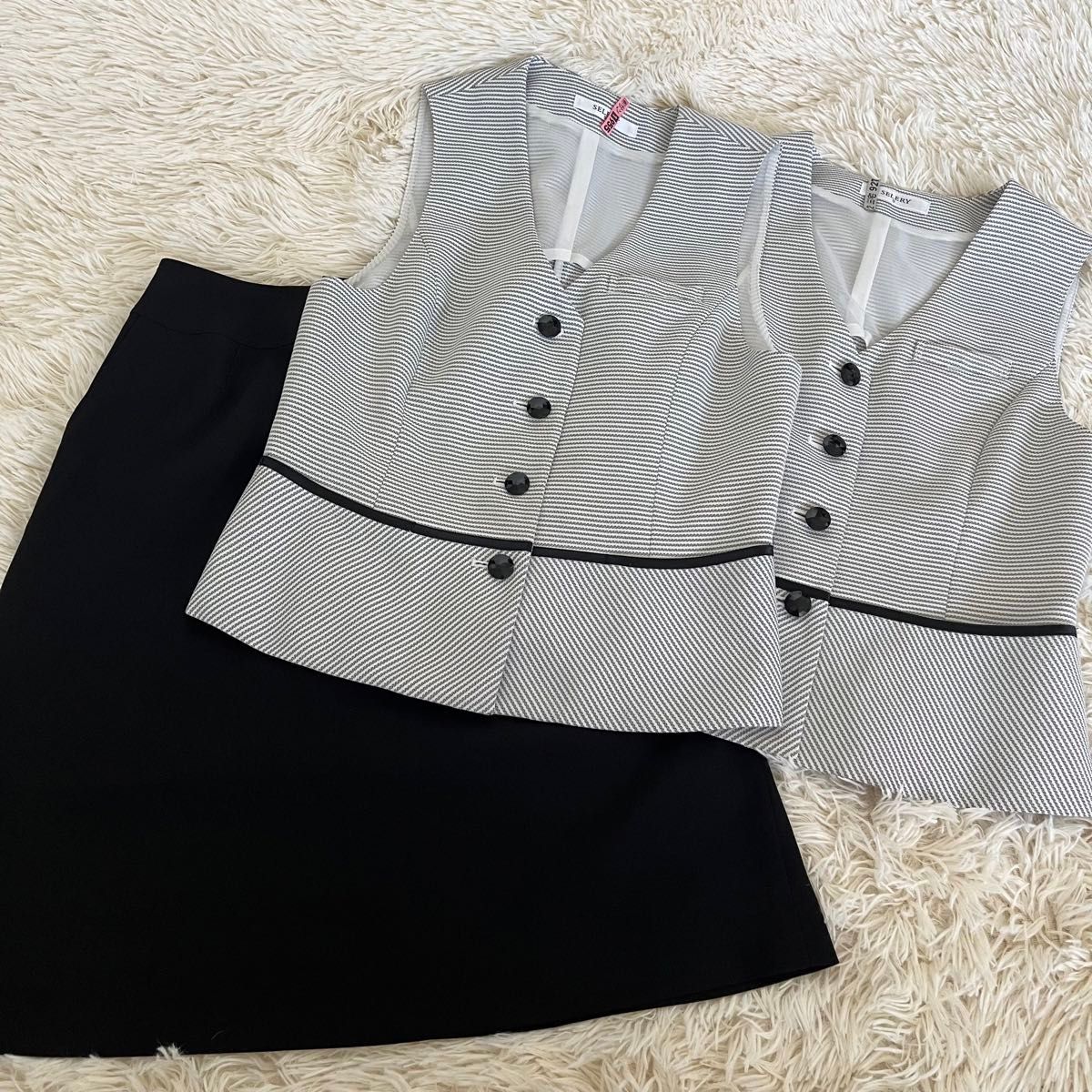 SELERY ９号　セロリー　ベスト2枚　スカート1枚 事務服 OL 制服上下セット ベスト  スカート