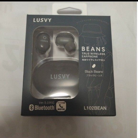 LUSVY 完全ワイヤレスイヤホン ブラックビーンズ L102BEANBB 軽くて持ち運びやすい!